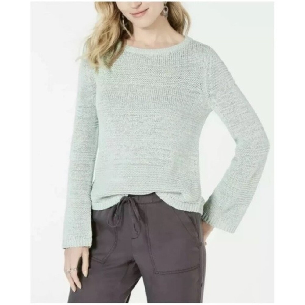 Style & Co Mixed-Stitch Crew-Neck Sweater Mint Ice Size XXL